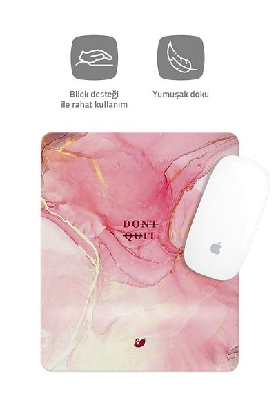 Özer Store Patterned Motivational Quotes Rectangular Mouse Pad with Wrist Support Mouse Pad