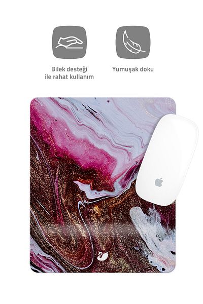 Özer Store Colorful Pattern Rectangular Mouse Pad with Wrist Support Mouse Pad