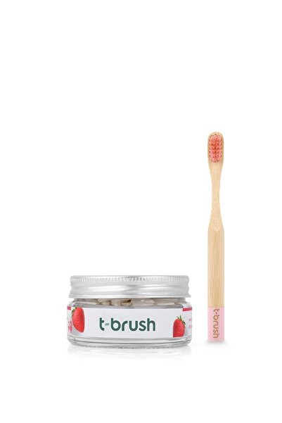 TBRUSH Çocuk Doğal Diş Bakım Seti - Pembe