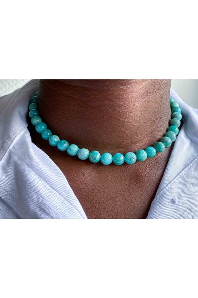 Mucize Taş قلادة من الحجر الطبيعي من أمازونيت 8 ملم