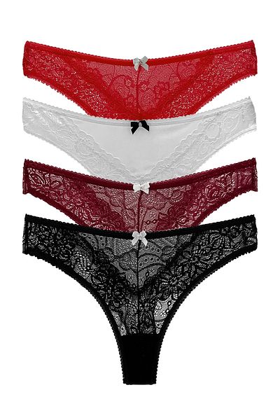 HNX 4-Piece Lace Thong Women's Panties