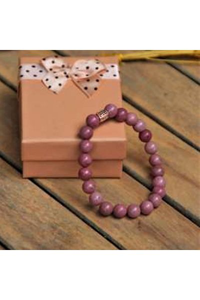 OSMANLI DEĞERLİ TAŞ Certified Jasper Stone Natural Stone Bracelet-8mm Pink B255