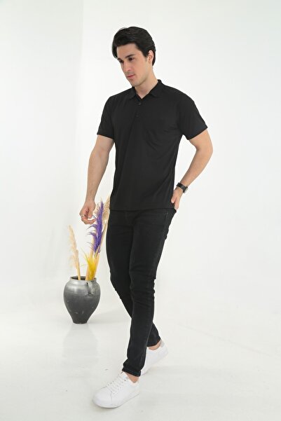 KMKkombin Μπλουζάκι Dad Plus Size Battal μονόχρωμο ανδρικό κοντομάνικο γιακά ...