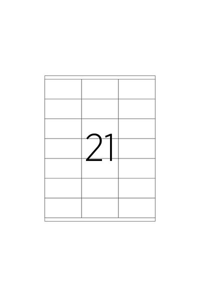 A1 Etiket A1-2121 Αυτοκόλλητο λέιζερ 100 φύλλων A4 70 X 38 mm 21 ετικέτες σε 1 φύλλο A4