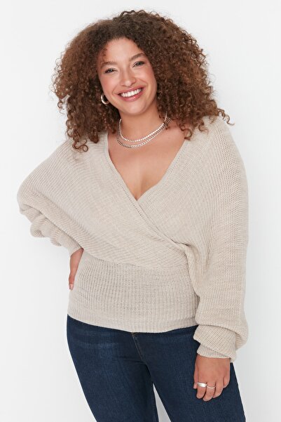 Trendyol Curve Plus Size Sweater - Beige - Regular