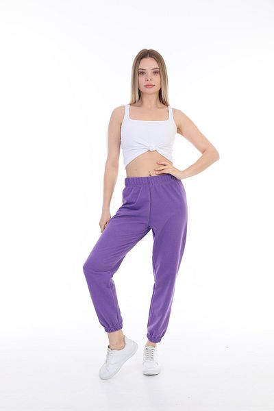 Arvin Pijama Pantaloni de trening mov cu două fire pentru femei, cu picioare elastice