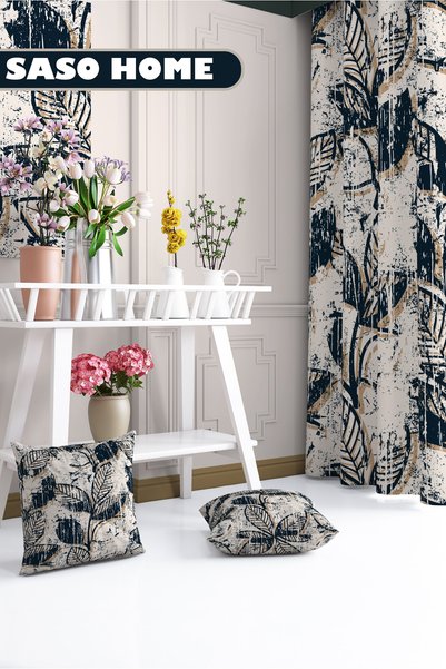SasoHome Feuilles D'automne - ستارة خلفية مطبوعة رقمية منقوشة بأوراق الخريف مقاس 140 × 270 سم (جناح واحد)