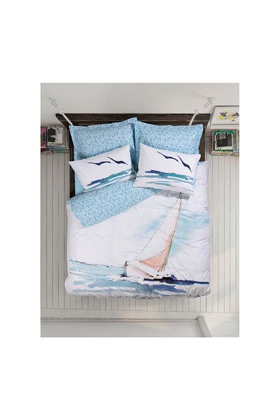 Cotton Box Set cuvertură de pilota dublu maritim Sail Blue