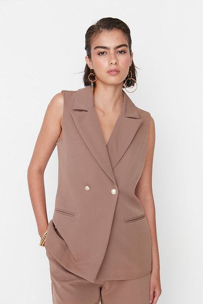 Trendyol Collection Weste - Beige - Zweireihig