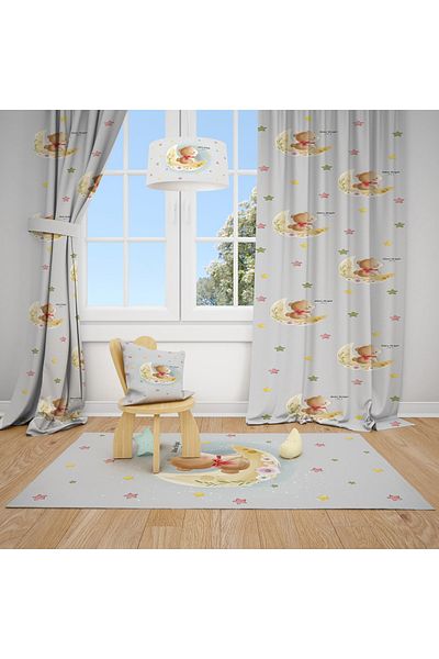 MODA Βρεφικό και Παιδικό Δωμάτιο Cute Completely Teddy Bear - Κουρτίνα με φόντο με δύο φτερά Bmfp-105