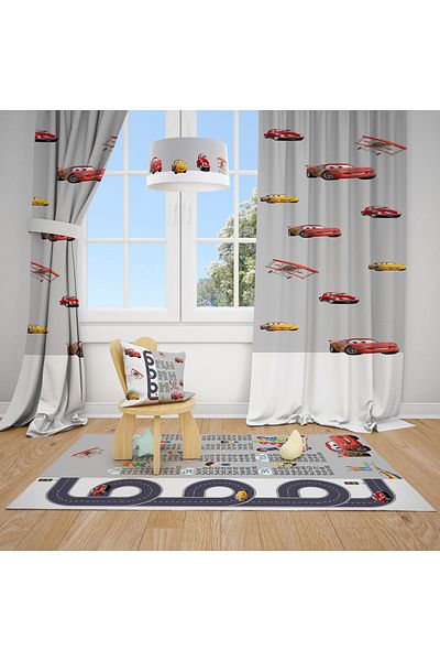 MODA Mcqueen Lightning Patterned Baby and Children's Room - Two Wing Background Curtain Bmfp-108