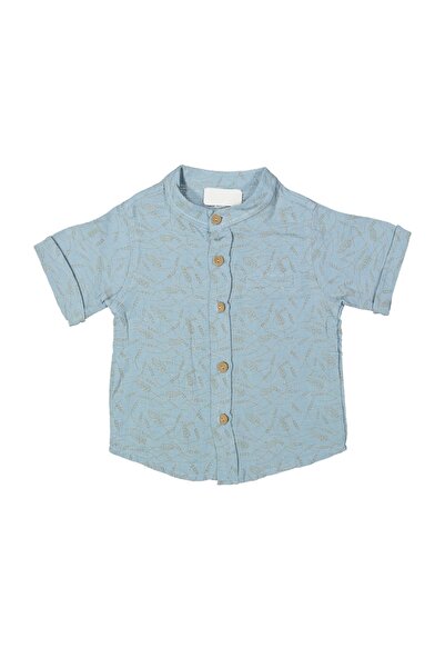 Timo Desen Baskılı Mavi Müslin Çocuk Gömlek