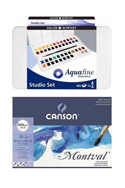 Canson Daler Rowney Aquafine 48 Tablet Sulu Boya Blok Hediyeli