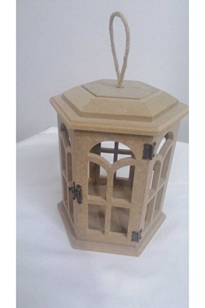 DERYA DESİNG ART Dekoratif Boyanabilir Ahşap Fener Obje 16,5x16,5x23cm