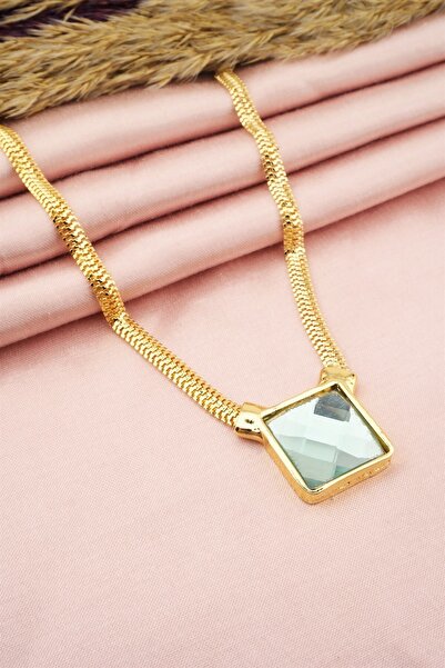 By Zeyna Aksesuar عقد بسلسلة على شكل ثعبان بتصميم مربع للنساء بتصميم خاص على ...