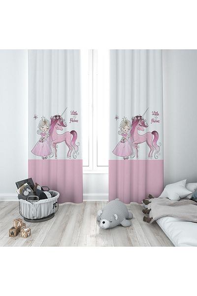 on the clouds Cortina de fundal pentru cameră pentru copii, lavabilă, cu model de unicorn și prințesă, imprimare digitală