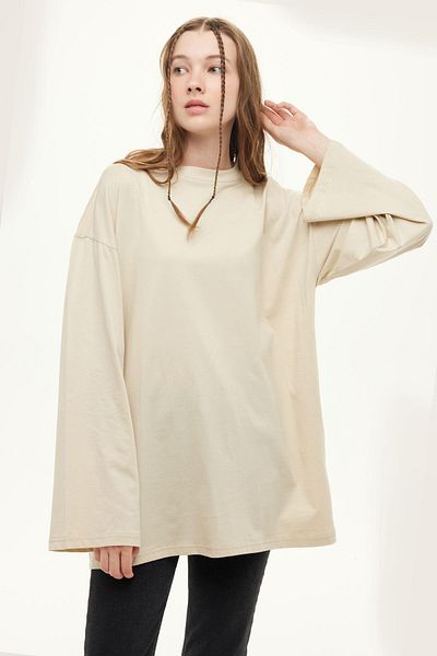 Manuka Oversize T-Shirt mit weiten Ärmeln Beige