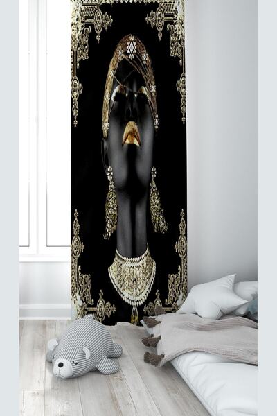 Pelangi Siyah Kadın Desenli Dijital Baskı Yıkanabilir Bebek Çocuk Odası Fon P...