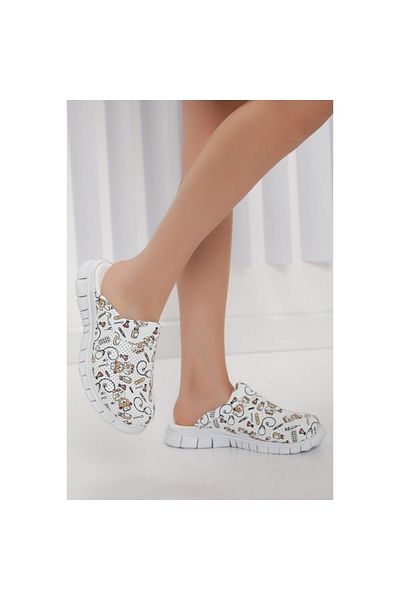 20tasarımterlik White Teddy Bear Themed Orthopedic Light Sole Medical Sabo Slippers Nurse Slippers Hospital Slippers