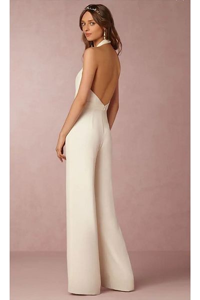 AVC Low-cut White Jumpsuit