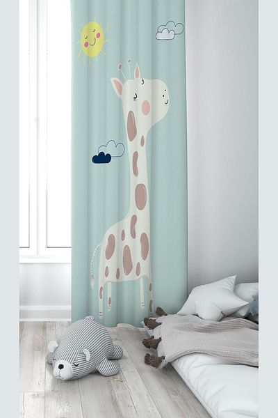 linazaitun Ice Blue Zebra Modele Imprimare Digitală Lavabilă Baby Copii Camera Fundal Cortina
