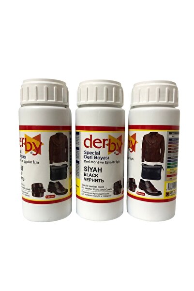 Derby Siyah Mont Ayakkabı Eşya Deri Boyası 100 Ml 3'lü Set + Sünger