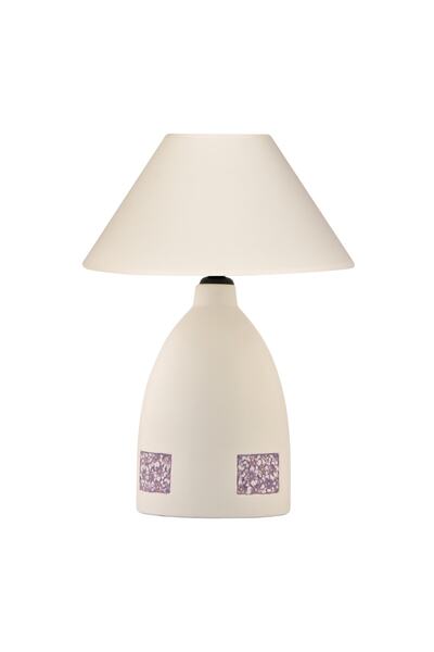 Yalılı Seramik Krem Papatyalı Seramik Abajur