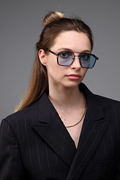 Zevahir Unisex Leopar Çerçeve Mavi Güneş Gözlüğü