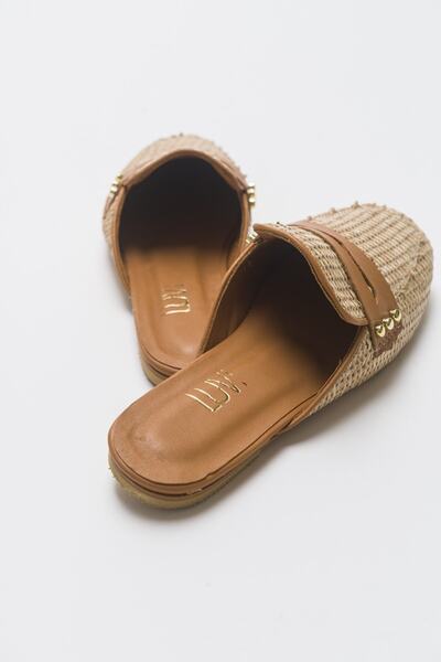 LuviShoes 165 Dámské pantofle z pravé kůže hnědé slámy