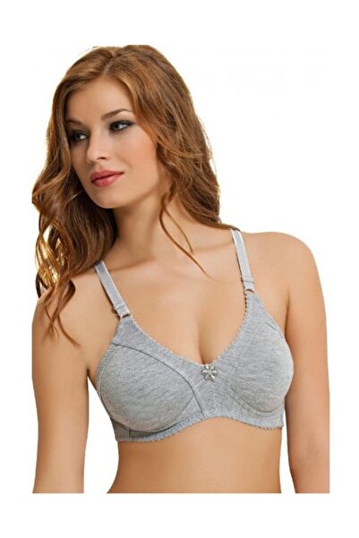 NBB Kadın Gri Içi Dışı Pamuklu Kumaş Dikişsiz Balensiz Toparlayıcı Sütyen 351