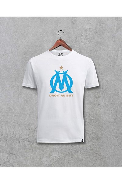 Darkia Marseille Football Team Logo Printed White T-Shirt