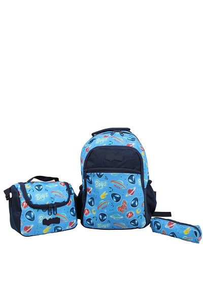 Bagacar Set de rucsac alimentat cu model Blue Space cu suport pentru stilou
