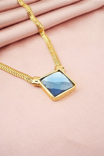 By Zeyna Aksesuar عقد بسلسلة على شكل ثعبان بتصميم مربع للنساء بتصميم خاص على ...