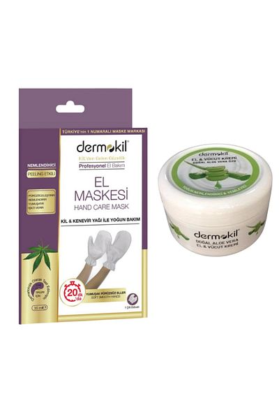 Dermokil 220 Ml Aloe Vera Extract Hand Care Mask and Moisturizing Face Cream