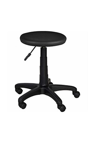 SERS MOBİLYA Ofis Büro Döner Tekerlekli Çalışma Kasiyer Hekim Ayarlı Tabure Sandalyesi Siyah