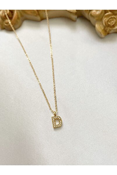 SWORDS CONCEPT Zirkon Taşlı Minimal Gold D Harfli Kolye