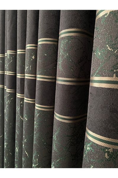 Fon Dünyası Panel Background Curtain Anthracite Emerald Green (single Wing)
