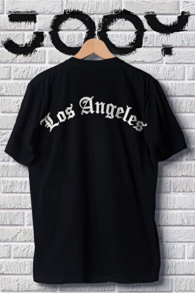 Jooy Company Unisex Los Angeles Written Black Oversize Tshirt