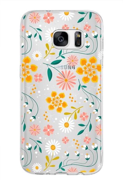 PrintiFy Samsung Galaxy S7 Kapak Çiçek Tasarımlı Şeffaf Silikon Kılıf