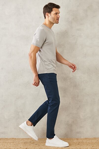 ALTINYILDIZ CLASSICS Чоловічі темно-сині штани з еластичного трикотажу на 360 градусів, зручні, облягаючі, вузькі штани