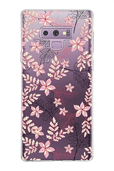PrintiFy Samsung Galaxy Note 9 Kapak Floral Kırmızı Tasarımlı Şeffaf Silikon ...