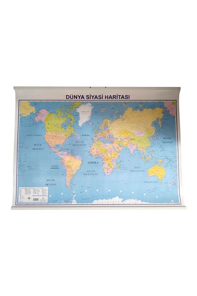 Artı World Political Physical Map 50x70 Cm With Hanger And Slats