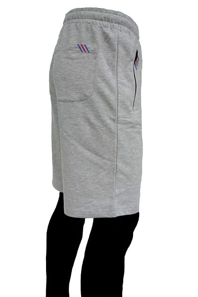 Marco Ferry Men's Gray Melange Elastic Waist Zipper Pocket Two Thread Cotton Sports Shorts Edy5109g