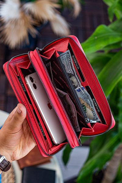 Garbalia Orleans Genuine Leather Dusty Rose Handbag with Phone Compartment Wallet Card Holder