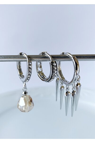 Halley Concept مجموعة أقراط متعددة من حجر الزركون للنساء