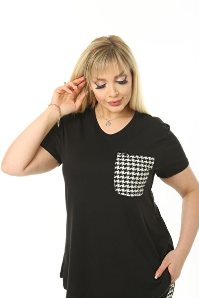 Mami Дамски костюм от пениран памук от вискоза с къс ръкав и капри с големи размери