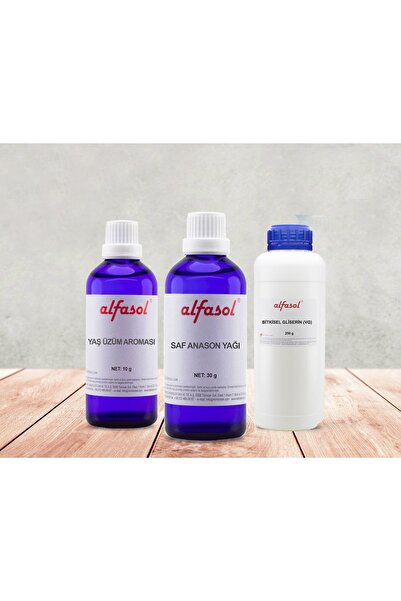 Alfasol 3'lü Set (30 GR ANASON 10 GR YAŞ ÜZÜM AROMASI 250 GR GLİSERİN)