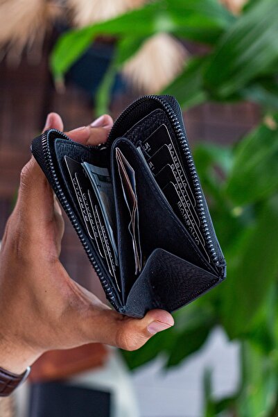 Garbalia Πορτοφόλι Unisex από γνήσιο δέρμα Leeds με μαύρο φερμουάρ