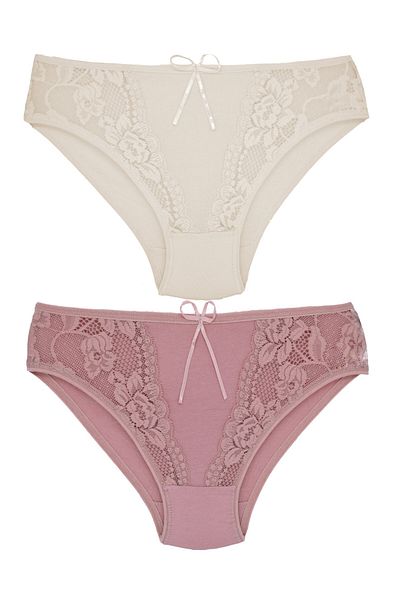 Zena 2-Piece Cotton Women's Panties with Lace Detail on the Front