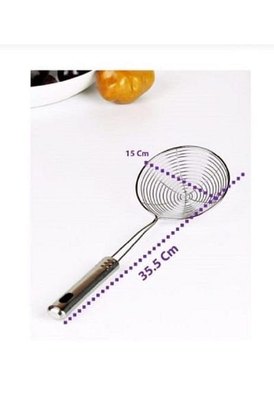 eviaplas Steel Lux Stainless Frying Colander, Oil Strainer, Steel Wire Ladle